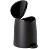 imageSuperio MIni Plastic Bathroom Trash Can with Lid 3 Liter Taupe Modern Curved Step On Trash Can with Foot Pedal Mini Kitchen Waste Bin Durable and Soft Close for Bedroom Office Under DeskBlackSet