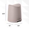 imageSuperio MIni Plastic Bathroom Trash Can with Lid 3 Liter Taupe Modern Curved Step On Trash Can with Foot Pedal Mini Kitchen Waste Bin Durable and Soft Close for Bedroom Office Under DeskTaupe