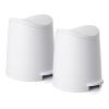 imageSuperio MIni Plastic Bathroom Trash Can with Lid 3 Liter Taupe Modern Curved Step On Trash Can with Foot Pedal Mini Kitchen Waste Bin Durable and Soft Close for Bedroom Office Under DeskWhite2 Pack