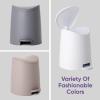 imageSuperio MIni Plastic Bathroom Trash Can with Lid 3 Liter Taupe Modern Curved Step On Trash Can with Foot Pedal Mini Kitchen Waste Bin Durable and Soft Close for Bedroom Office Under DeskBlack