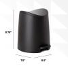 imageSuperio MIni Plastic Bathroom Trash Can with Lid 3 Liter Taupe Modern Curved Step On Trash Can with Foot Pedal Mini Kitchen Waste Bin Durable and Soft Close for Bedroom Office Under DeskBlack