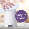 imageSuperio MIni Plastic Bathroom Trash Can with Lid 3 Liter Taupe Modern Curved Step On Trash Can with Foot Pedal Mini Kitchen Waste Bin Durable and Soft Close for Bedroom Office Under DeskWhite
