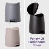 imageSuperio MIni Plastic Bathroom Trash Can with Lid 3 Liter Taupe Modern Curved Step On Trash Can with Foot Pedal Mini Kitchen Waste Bin Durable and Soft Close for Bedroom Office Under DeskWhite