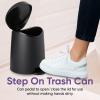 imageSuperio Mini Bathroom Trash Can with Lid 3 Liter Plastic Waste Bin 075 Gallon Modern Flat Lid Step On Trash Can with Foot Pedal for Bathroom Bedroom Office Under Desk Soft Close TaupeBlack