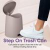 imageSuperio Mini Bathroom Trash Can with Lid 3 Liter Plastic Waste Bin 075 Gallon Modern Flat Lid Step On Trash Can with Foot Pedal for Bathroom Bedroom Office Under Desk Soft Close TaupeTaupe