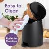 imageSuperio Mini Bathroom Trash Can with Lid 3 Liter Plastic Waste Bin 075 Gallon Modern Flat Lid Step On Trash Can with Foot Pedal for Bathroom Bedroom Office Under Desk Soft Close TaupeBlack