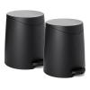 imageSuperio Mini Bathroom Trash Can with Lid 3 Liter Plastic Waste Bin 075 Gallon Modern Flat Lid Step On Trash Can with Foot Pedal for Bathroom Bedroom Office Under Desk Soft Close TaupeBlack
