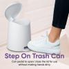 imageSuperio Mini Bathroom Trash Can with Lid 3 Liter Plastic Waste Bin 075 Gallon Modern Flat Lid Step On Trash Can with Foot Pedal for Bathroom Bedroom Office Under Desk Soft Close TaupeWhite