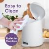 imageSuperio Mini Bathroom Trash Can with Lid 3 Liter Plastic Waste Bin 075 Gallon Modern Flat Lid Step On Trash Can with Foot Pedal for Bathroom Bedroom Office Under Desk Soft Close TaupeWhite