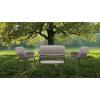 imageSuperio Patio Luxor Lounge Outdoor 2 Seater Sofa 2 Armchairs Ergonomic Backrest Coffee Table and 3 Cushions 4 Piece Furniture Set Brown