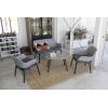 imageSuperio Patio Luxor Lounge Outdoor 2 Seater Sofa 2 Armchairs Ergonomic Backrest Coffee Table and 3 Cushions 4Piece Furniture Set Grey
