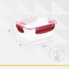imageSuperio Plastic Food Storage Container with Airtight Lid 27 Oz BPA Free Leakproof Stackable Microwave Dishwasher and Freezer Safe RedRed
