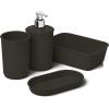 imageSuperio Ribbed Collection  Decorative Plastic Bathroom Accessories Set Brown Set of 6 Soap Dish Liquid Soap Dispenser Toothbrush Holder Organizer Bin Vanity Tray Toilet Brush  Bath Decor