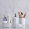 imageSuperio Ribbed Collection  Decorative Plastic Bathroom Accessories Set White Smoke Set of 6 Soap Dish Soap Dispenser Toothbrush Holder Organizer Bin Vanity Tray Toilet Brush  Bath Decor