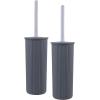imageSuperio Ribbed Collection  Decorative Plastic Toilet Bowl Brush and Holder Set Brown 1 Pack Cleaner Scrubber for BathroomGray