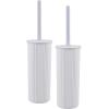 imageSuperio Ribbed Collection  Decorative Plastic Toilet Bowl Brush and Holder Set Brown 1 Pack Cleaner Scrubber for BathroomSmoke White