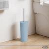 imageSuperio Ribbed Collection  Decorative Plastic Toilet Bowl Brush and Holder Set Brown 1 Pack Cleaner Scrubber for BathroomStone Blue