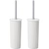 imageSuperio Ribbed Collection  Decorative Plastic Toilet Bowl Brush and Holder Set Brown 1 Pack Cleaner Scrubber for BathroomWhite