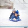 imageSuperio Round Snow Saucer Sled 24quot Plastic Disc Sled for Kids and Adults Heavy Duty Sled with Handles for Downhill Sledding Winter Outdoor SportsBlueGreen