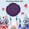 imageSuperio Round Snow Saucer Sled 24quot Plastic Disc Sled for Kids and Adults Heavy Duty Sled with Handles for Downhill Sledding Winter Outdoor SportsPurple