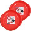 imageSuperio Round Snow Saucer Sled 24quot Plastic Disc Sled for Kids and Adults Heavy Duty Sled with Handles for Downhill Sledding Winter Outdoor SportsRed