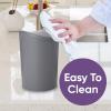imageSuperio Small Bathroom Trash Can with Lid Modern Grey Mini Waste Bin with Swing Lid 1 12 Gallon 6 Liter Plastic Garbage Can for Kitchen Bathroom Bedroom Office Under Desk 2 GreyGrey