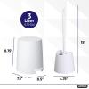 imageSuperio Small Plastic Bathroom Set 3 qt White Plastic Compact Trash Can and Toilet Bowl Cleaner Brush with Holder  Matching Toilet Set
