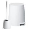 imageSuperio Small Plastic Bathroom Set 3 qt White Plastic Compact Trash Can and Toilet Bowl Cleaner Brush with Holder  Matching Toilet Set