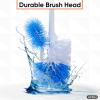 imageSuperio Toilet Brush and HolderToilet Bowl Cleaning System with Scrubbing Wand Under Rim Lip Brush and Storage Caddy for Bathroom White and Blue