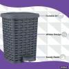 imageSuperio Wicker Bathroom Accessories Set  6qt Step On Trash Can and Toilet Brush with Holder Combo  Matching Toilet Set BasketWeave Design Modern Slim Trash Can for Bathroom 2 Pack Grey