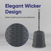imageSuperio Wicker Bathroom Accessories Set  6qt Step On Trash Can and Toilet Brush with Holder Combo  Matching Toilet Set BasketWeave Design Modern Slim Trash Can for Bathroom 2 Pack Grey
