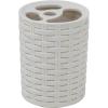 imageSuperio Wicker Plastic Bathroom Accessories Decorative Woven Style Bathroom Set Soap Dish Dispenser Tumbler Toothbrush Holder