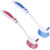 imageDish Washing Scrubber Vegetable Brush  Blue  White 2 Sided Bristles  Long Handle With Rubber Grip Non Scratch Kitchen and Bath Cleaning By SuperioRedblue
