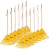 imagePack of 12 Kids Rake with Hardwood Handle Durable Plastic Head to Sweep Leaves in Lawn and Tidying Up The Garden 34quot GreyYellow