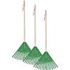 imagePack of 3 Kids Rake with Hardwood Handle Durable Plastic Head to Sweep Leaves in Lawn and Tidying Up The Garden 34quot GreyGreen