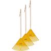 imagePack of 3 Kids Rake with Hardwood Handle Durable Plastic Head to Sweep Leaves in Lawn and Tidying Up The Garden 34quot GreyYellow