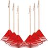imagePack of 6 Rakes with Hardwood Handle Durable Plastic Head to Sweep Leaves in Lawn and Tidying Up The Garden 34quot GreenRed