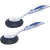 imageSuperio BBQ Grill Brush Bristle Free Stainless Steel Scrubber Cleaner Dishwashing Brush with Long Handle Great for Pots Pans Stove Cast Iron GasCharcoaland Electric Grills Blue 3 Pc SetBlue