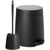 imageSuperio Bathroom Trash Can with Toilet Brush Set Grey Modern 6 Liter Small Waste Basket Plastic Step On Garbage Can and Toilet Bowl Cleaner Bathroom Accessories Set Black