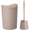 imageSuperio Bathroom Trash Can with Toilet Brush Set Taupe Modern 6 Liter Small Waste Basket Plastic Garbage Can with Swing Lid and Toilet Bowl Cleaner Bathroom Accessories SetTaupeSet