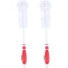 imageSuperio Bottle Brush Scrubber Long Blue and White Baby Bottle Brush with Rubber Grip HandleRed 2 Pack