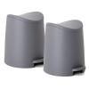 imageSuperio MIni Plastic Bathroom Trash Can with Lid 3 Liter Taupe Modern Curved Step On Trash Can with Foot Pedal Mini Kitchen Waste Bin Durable and Soft Close for Bedroom Office Under DeskGrey2 Pack