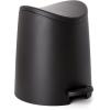 imageSuperio MIni Plastic Bathroom Trash Can with Lid 3 Liter Taupe Modern Curved Step On Trash Can with Foot Pedal Mini Kitchen Waste Bin Durable and Soft Close for Bedroom Office Under DeskBlack