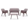 imageSuperio Patio Luxor Lounge Outdoor 2 Seater Sofa 2 Armchairs Ergonomic Backrest Coffee Table and 3 Cushions 4 Piece Furniture Set Brown