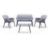 imageSuperio Patio Luxor Lounge Outdoor 2 Seater Sofa 2 Armchairs Ergonomic Backrest Coffee Table and 3 Cushions 4Piece Furniture Set Grey
