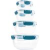 imageSuperio Plastic Airtight Food Storage Containers Set of 4 Sealed Clear Container Bowls with Lids BPA Free Rectangular RedBlue