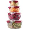 imageSuperio Plastic Airtight Food Storage Containers Set of 4 Sealed Clear Container Bowls with Lids BPA Free Rectangular RedRed