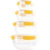imageSuperio Plastic Airtight Food Storage Containers Set of 4 Sealed Clear Container Bowls with Lids BPA Free Rectangular RedYellow