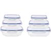 imageSuperio Plastic Food Storage Container Set BPA Free Sealed Containers with Airtight Lids for Pnatry Cupboard and Fridge Microwave and Dishwasher Safe 5 Pack6 Pack