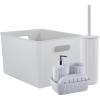 imageSuperio Ribbed Collection  Decorative Plastic Bathroom Accessories Set White Smoke Set of 6 Soap Dish Soap Dispenser Toothbrush Holder Organizer Bin Vanity Tray Toilet Brush  Bath Decor